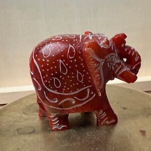 Handcrafted Red Elephant Figurine
